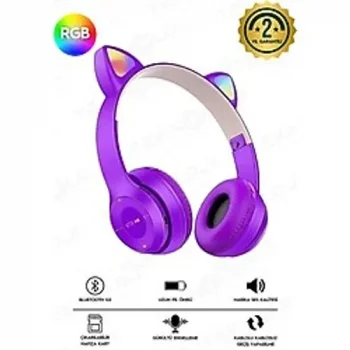 Kablosuz RGB Çocuk Kulaklık Mor Renk (0177)