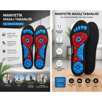 Manyetik Akapunktur Etkili Ayakkabı Tabanı M Beden 40-42 numara (0177)