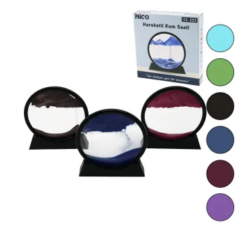 7 İNÇ - 17.5CM RENKLİ SULU CAM KUM SAATİ HAREKETLİ AYNA MODELİ (5047)