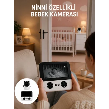 720P Bebek Kamerası Uzaktan Kontrollü Gece Görüşlü Monitör