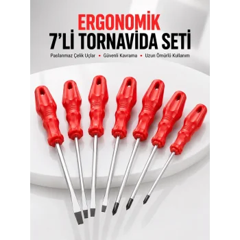 7li Tornavida Seti Düz ve Yıldız Uçlu Çok Amaçlı Kullanım