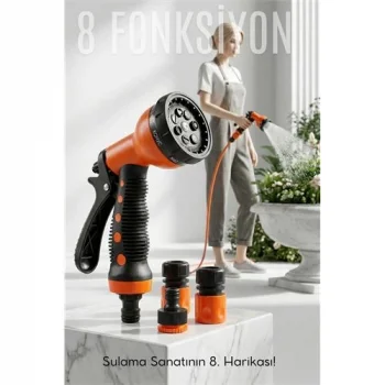 8 Fonksiyonlu Ayarlı Hortum Seti Yüksek Basınçlı Araba Yıkama Bahçe Sulama Tabancası