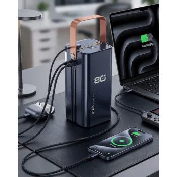 80000 mAh Taşınabilir Powerbank Süper Hızlı Şarj Çoklu Çıkış ve LED Göstergeli