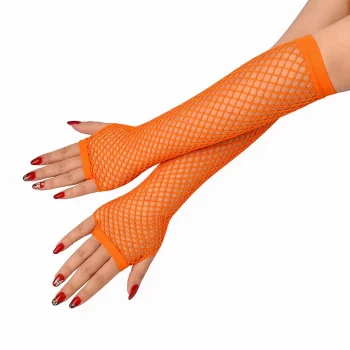 80’ler 90’lar Retro Turuncu File Parmaksız Eldiven 26 cm