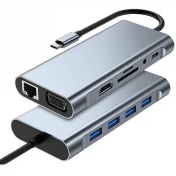 8in1 Type-C Çoklayıcı Hub HDMI 4K USB 3.0 SD TF Kart RJ45 Ethernet Dönüştürücü Adaptör (5047)