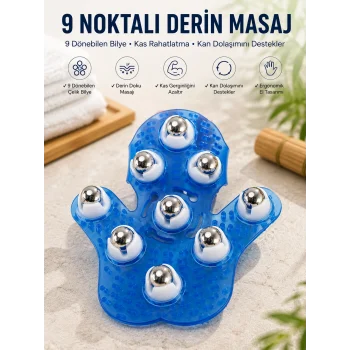 9 Bilyeli El Şeklinde Omuz Bacak Masaj Aleti Masaj Eldiveni Giyilebilir Plastik Vücut Sıkılaştırıcı