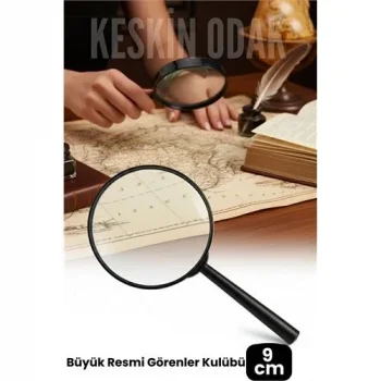 9 Cm Optik Lensli El Tipi Büyüteç | Profesyonel Okuma, Hobi, Koleksiyon Merceği 722537