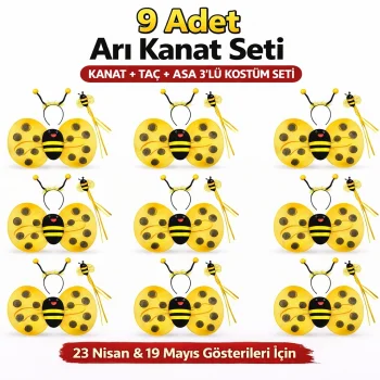 9’lu Arı Kostüm Seti – Kanat Taç Asa (5047)