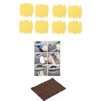 9lu Set Araba Kapı Kolu Koruyucu Çizilme Önleyici Şeffaf Sticker Film Koruma Seti
