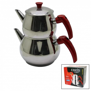 AİLE BÜYÜK BOY KÜRE ÇELİK ÇAYDANLIK SETİ ÜST: 1.2LT - ALT: 2LT (5047)