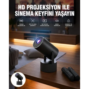 Akıllı Projeksiyon Cihazı Karaoke Mikrofonlu 1080P Android Yeni Nesil
