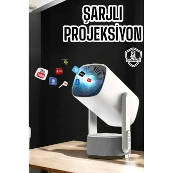 Akıllı Projeksiyon Powerbankli Taşınabilir Sinema Projektörü 4k HD Kaliteli
