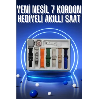 Akıllı Saat 7 Kordon Hediyeli Takvim Alarm Nabız Ölçer Bildirim Görme Sesli Görüşme