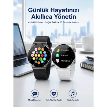 Akıllı Saat Amoled Ekran Bluetooth Bağlantılı Sesli Görüşme Nabız Ölçer