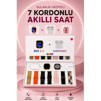 Akıllı Saat Bluetooth Kulaklık Hediyeli Bildirim Görme Sesli Görüşme Çoklu Kordon