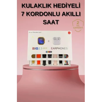 Akıllı Saat Bluetooth Kulaklık Hediyeli Bildirim Görme Sesli Görüşme Çoklu Kordon