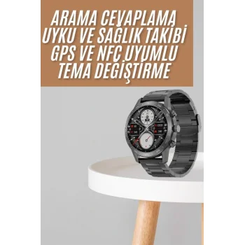 Akıllı Saat Çelik Kordon Çağrı Cevaplama Amoled Ekran Titreşimli Uyku ve Sağlık Takibi