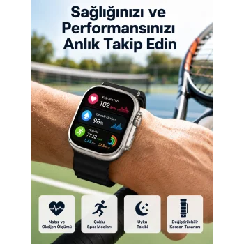 Akıllı Saat Çok Fonksiyonlu Unısex Sosyal Medya Girişli Bluetooth Bağlantılı