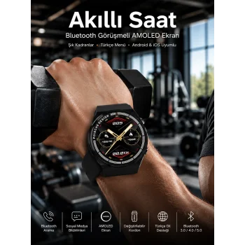 Akıllı Saat Dokunmatik Ekran Sesli Görüşme ve Bildirim Görme Sağlık Takibi