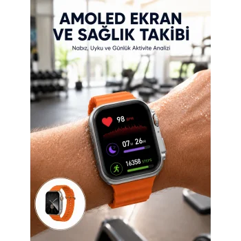 Akıllı Saat Unısex Zarif Görünümlü Titanyum Kasa Amoled Ekran Müzik Dinleme Yeni Nesil