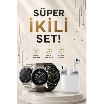 Akıllı Saat ve Kulaklık Seti Dokunmatik Ekran 5.0 Bluetooth Bağlantılı Sesli Görüşme