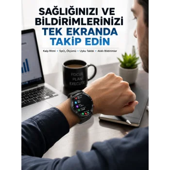 Akıllı Saat Yeni Model Sesli Asistan Bildirim Görme Bluetooth Bağlantılı Müzik Dinleme