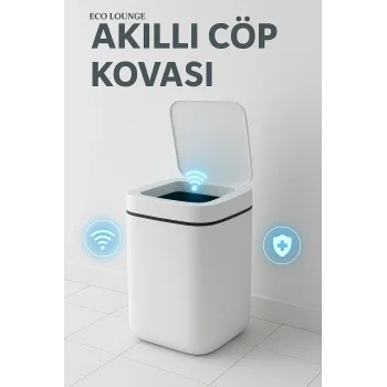 Akıllı Sensörlü Antibakteriyel Çöp Kovası 20 Litre Çöp Kutusu, Çöp Torbası Uyumlu Kapak