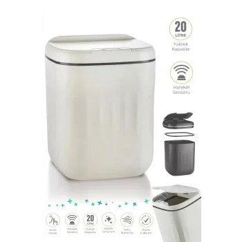 Akıllı Sensörlü Çöp Kovası 20l - Uv Işık Antibakteriyel & Koku Geçirmez Otomatik Mutfak Ofis Banyo Kovası