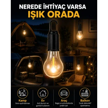 Akıllı Sensörlü USB Şarjlı Kamp Lambası