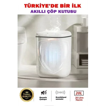 Akıllı Teknolojik Çöp Kutusu Otomatik Sensörlu Çöp Tenekesi Pilli Çöp Kovası 20l
