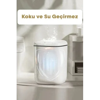 Akıllı Teknolojik Sensörlü Çöp Kovası Işık Antibakteriyel Koku Geçirmez Mutfak Banyo Wc Ofis 20l Uv