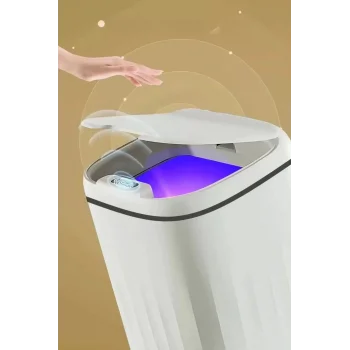 Akıllı Teknolojik Sensörlü Çöp Kovası Işık Antibakteriyel Koku Geçirmez Ofis Banyo Mutfak 20l Uv