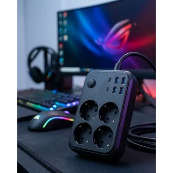 Akım Korumalı Çoklu Priz 4 USB 2 Type C 4 Priz Güvenli ve Hızlı Şarj