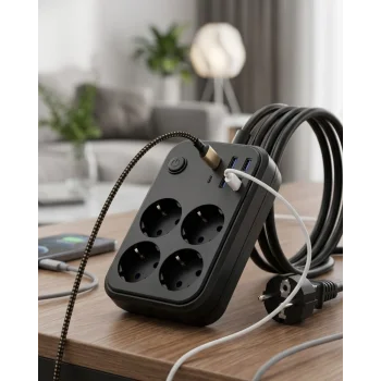 Akım Korumalı Çoklu Priz 4 USB 2 Type C 4 Priz Güvenli ve Hızlı Şarj