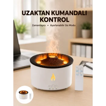 Alev Efektli Buhar Makinesi – Aromaterapi, Nemlendirme ve Işık Modlu Tasarım Yeni Nesil