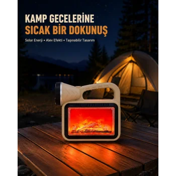 Alev Efektli Solar Lamba COB Işıklı Taşınabilir Bahçe Kamp Aydınlatma