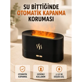 Alev Efektli Ultrasonik Aroma Difüzörü 180 ML LED Işıklı Hava Nemlendirici