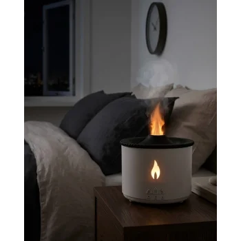 Alev ve Volkan Efektli Ultrasonik Aroma Difüzörü LED Gece Lambalı Hava Nemlendirici