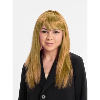 Altın Renk Düz Kesim İçi Astarlı Uzun Parti Peruğu Takma Saç (5047)