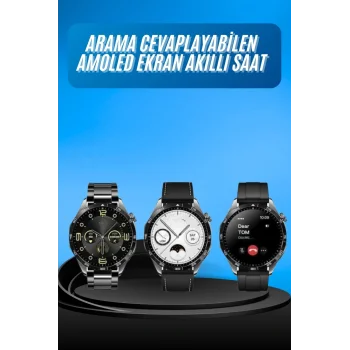 Amoled Ekran 3 Kordonlu Akıllı Saat 5.0 Bluetooth Bağlantılı Android ve İOS Uyumlu
