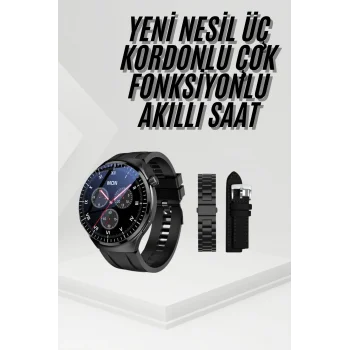 Amoled Ekran Metal Deri Silikon Kordonlu Uyku ve Sağlık Takibi