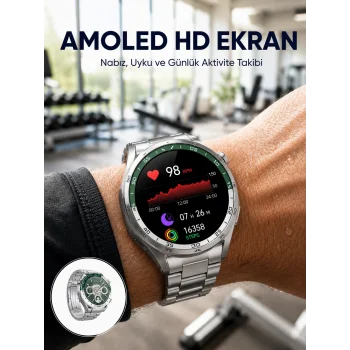 Amoled Smartwatch Harita Modlu Bluetooth Aramalı 3 Değiştirilebilir Kayışlı Yeni Nesil
