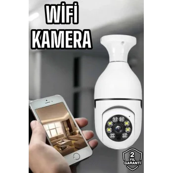 Ampul Görünümlü Güvenlik Kamerası Duylu Wifi Kamerası Dönebilen