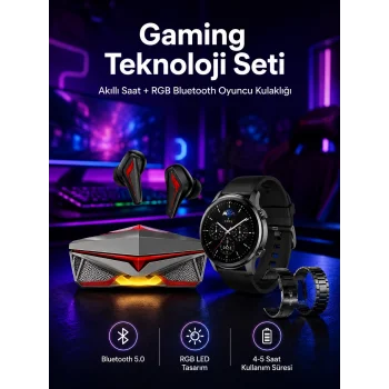 ANC Özellikli Bluetooth Kulaklık ve Amoled Ekran Akıllı Saat Uyku ve Sağlık Takibi Nabız Ölçer