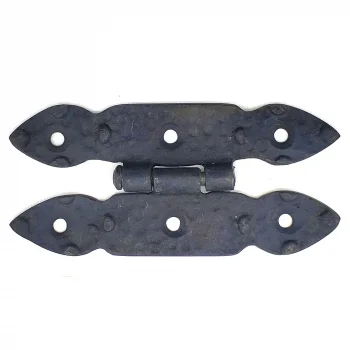 Antika Tarz Dekoratif Pirinç Düğmeli Menteşe - 117x57 mm, Oksit