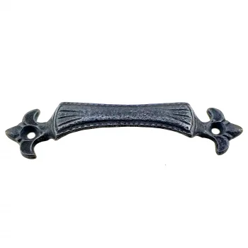 Antika Tarz Dekoratif Pirinç Lale Mobilya Kulbu - 27x115 mm, Oksit