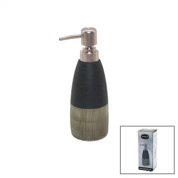 ANTRASİT GRİ - KREM MAT DESEN SERAMİK SIVI SABUNLUK (5047)