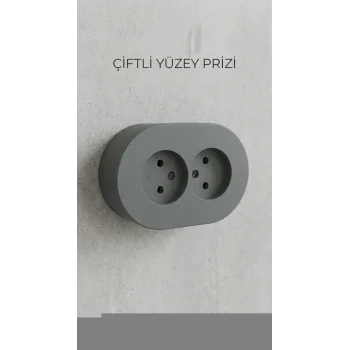 Antrasit İkili Sıva Üstü Topraklı Priz - Modern Ve Dayanıklı Elektrik Çözümü