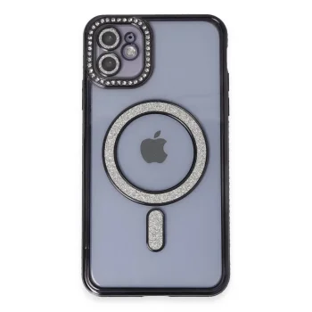 İphone 11 Kılıf Joke Simli Magneticsafe Kılıf - Siyah