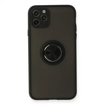 İphone 11 Pro Kılıf Montreal Yüzüklü Silikon Kapak - Siyah